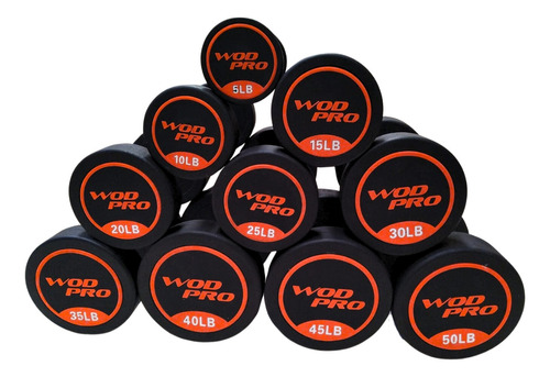 Set Mancuernas Redondas Wod Pro 550 Lb 10 Pares 5 A 50 Lb