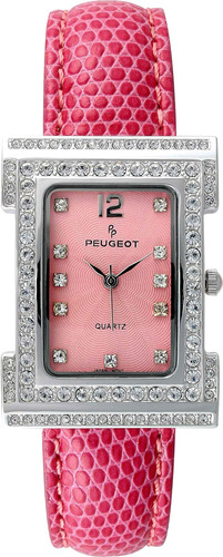 Peugeot Reloj Cuadrado Para Mujer Con Bisel De Cristal En To