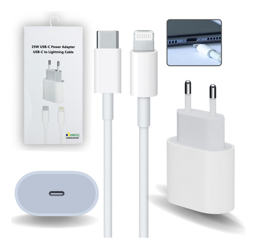 Carregador Fonte Turbo 25w  Cabo Para iPhone 7 8 11 12 13 14
