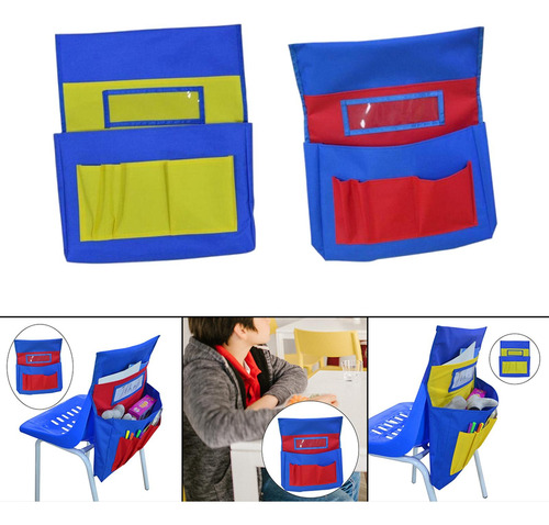 2 X 6 Bolsillos Para Silla Escolar Con Ranura Para Placa De