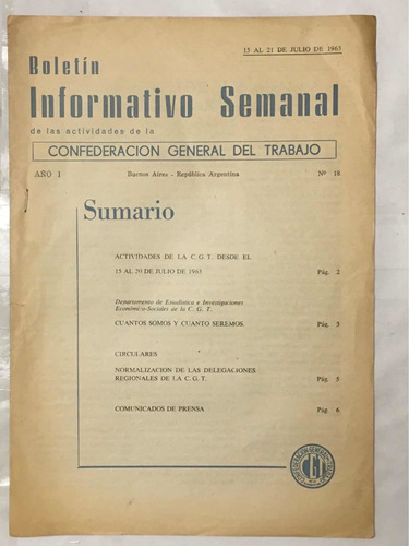C G T Boletines Informativos 1963 N°18 21 22 24