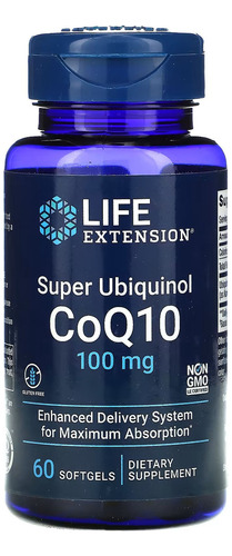 Ubiquinol Coenzima Coq10 100mg 60 Cápsulas Life Extension Sabor Without flavor