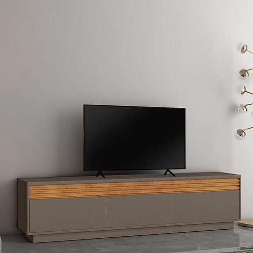 Rack Bancada Madrid 3 Portas Tv Ate 75 Polegadas 180cm Cor Platinum/naturale