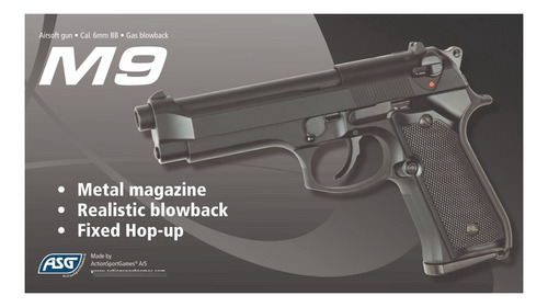 Imagen 6 de 6 de Pistola M9 Con Blowback A Green Gas Asg Airsoft Aventureros
