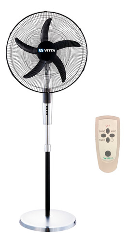 Ventilador De Pie - 20 P Vitta 3 Vel 95w Control Remoto Cantidad De Aspas 5 Estructura Cromado Aspas Negro Diámetro 50 Cm Frecuencia 50 Material De Las Aspas Plástico