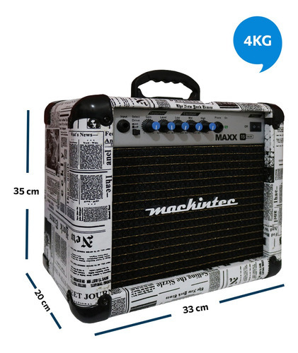 Caixa De Som Amplificador Mackintec Maxx 15 Guitarra Violão Cor Jornal Voltagem 110v/220v (manual