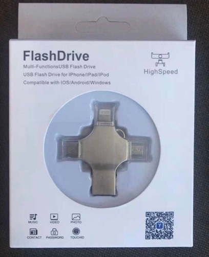 Usb Flash Drive 4 En 1, iPhone, Android Windows 64 Gb