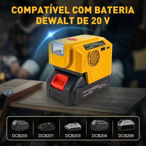 Conversore De Corrente Portátil Sem Fio, 2*2000mah Baterias