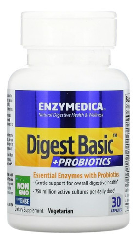Enzimas Digestivas + Probiótico Digest Basic Enzymedica 30un Sabor Without flavor