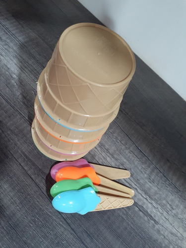 Imagen 9 de 10 de Bowl, Compotera, Potes Set X4 De Helados Con Cuchara