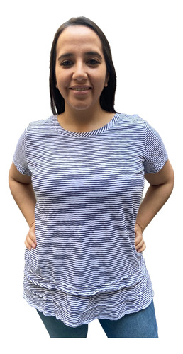 Blusa Remera Premium Rayas Volados 100% Algodon Super Suave.