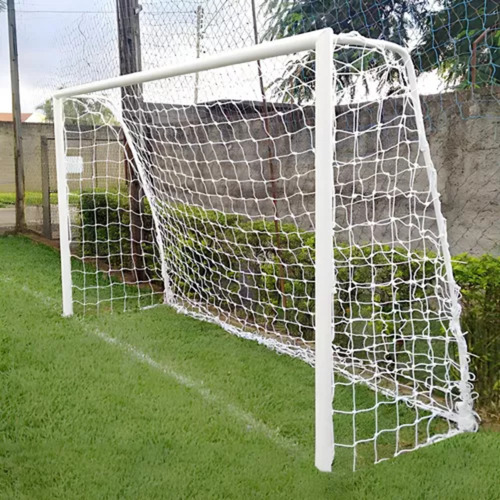 Par Rede De Gol Trave Society Suiço 4m Fio 4mm Seda Cor Branco