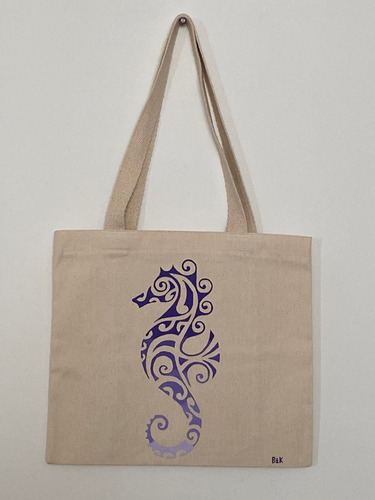 Tote Bag Caballo De Mar (pintado A Mano)