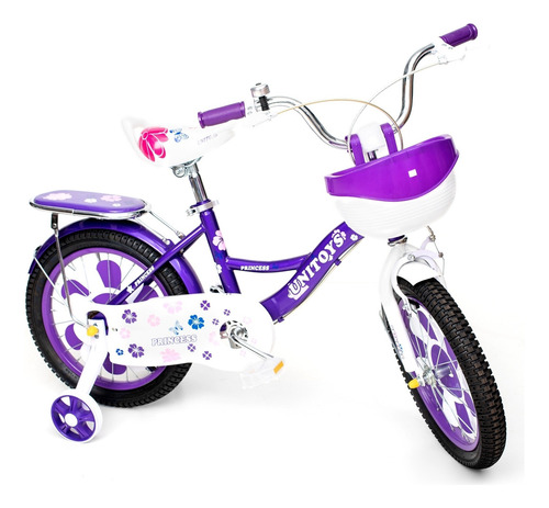 Bicicleta Infantil Aro 16 Unitoys Princess Roxo