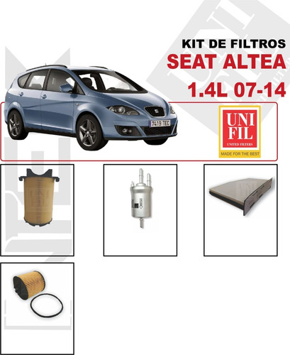 Kit De Filtros Seat Altea 1.4l 2007-2008-2009-10-11-12-13-14
