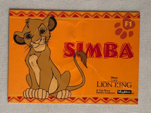 Insert Card Tarjeta Especial Simba El Rey Leon Skybox F1 Dis (Usado)