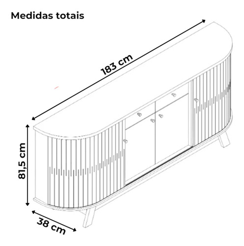 Madetec Móveis Buffet Aparador Monaco 81,5 x 183 x 38 cm Cinamomo Off white