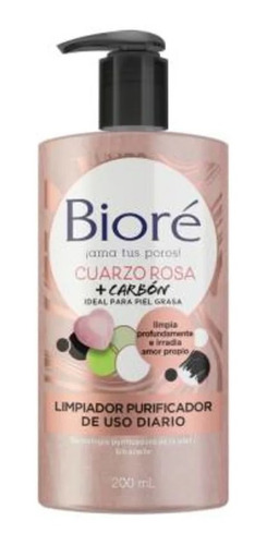 Limpiador Facial Bioré Purificador Cuarzo Rosa+carbón 200 Ml