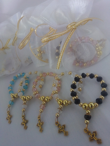 Imagen 4 de 5 de Combo: 12 Mini Rosarios Denarios Recuerdo. Cruz Oro Antiguo