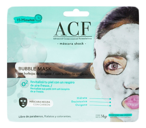 Acf Bubble Máscara Facial Burbujas Revitalizante Apto Vegano