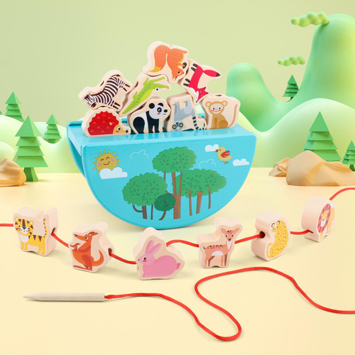Bloques Apilables De Animales De Madera, Juego De