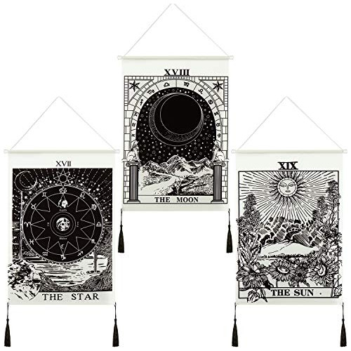 3 Piezas Tapiz De   Del Tarot Luna Estrella Y Sol Tapiz...