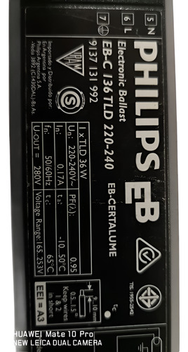 Balasto Electronico Philips Eb-c 36w - 2 Fluorescentes 36w