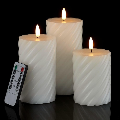Loliow Twist Velas - Juego De 3 Velas Parpadeantes Sin Llama