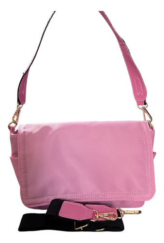 Bolso Crossbody Color Rosa 6 Compartimientos ( Cristanza )