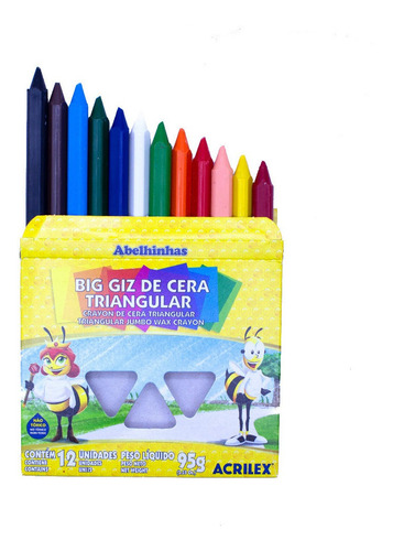 Crayones De Cera Triangular Acrilex 12 Colores Jumbo