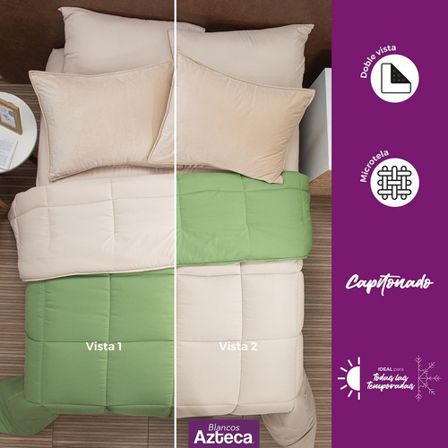 Set 7 Pzs Edredón Down Doble Vista King Size Con Fundas