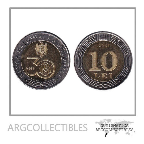 Moldavia Moneda 10 Lei 2021 30 Aniv Banco Nacional Unc