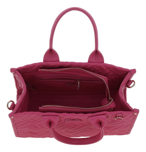 Bolsa Satchel Barbie Gorett Fernanda Br24074-p Color Rosa Correa De Hombro Rosa Diseño De La Tela Monograma