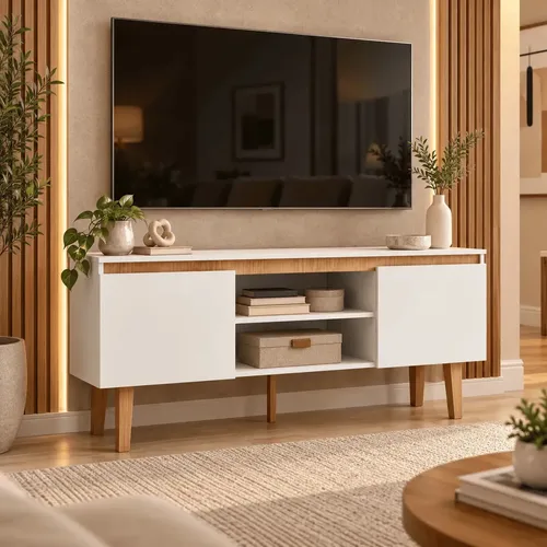Rack Branco Para Sala - Estante Moderna E Compacta Branco