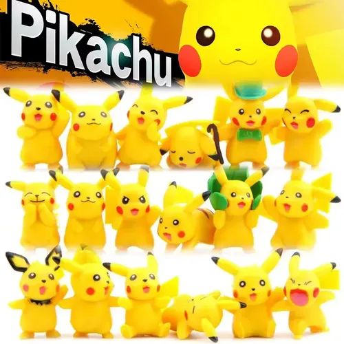 Um Conjunto De 18 Minifiguras De Desenhos Animados De Pikach