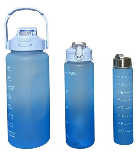 Garrafa Água 2 Litros Kit Com 3 Squeeze Academia Adesivos