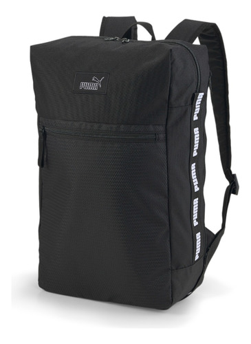 Mochila Puma Evo Essentials Box Logo Estampado Unisex Color Negro Diseño de la tela Liso