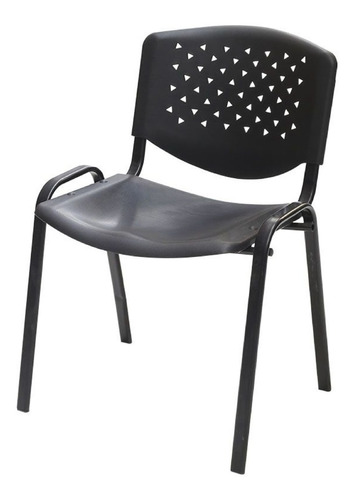 Silla Plástica Metálica Apilable Negra 54x49x76cm Moderna