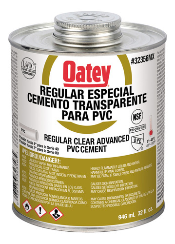 Cemento Para Pvc 946 Ml Transparente Oatey