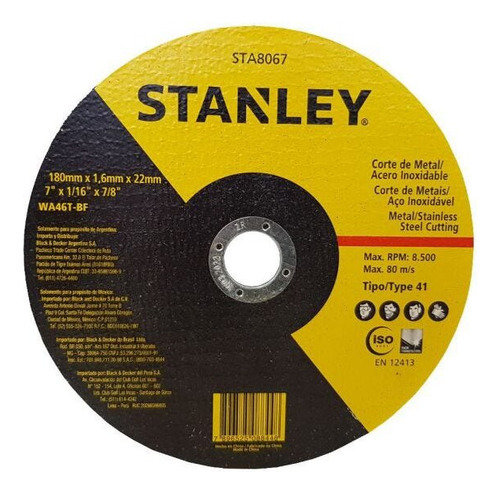 Disco De Corte Stanley 7 Pulgadas Ultrafino Metal Acero Inox