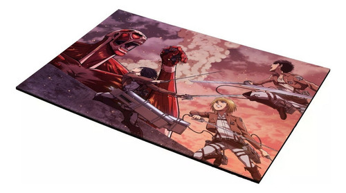 Placa Shingeki No Kyojin Attack On Titan Eren Mikasa Armin Cor Marrom