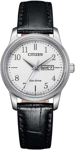 Reloj Citizen Piel Original Negro Para Dama E-watch Color del bisel Plateado Color del fondo Blanco