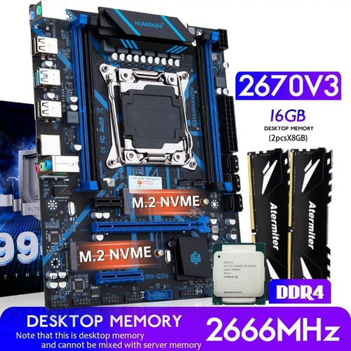 Combo X99 Intel Xeon E5 2670 V3 16gb(2*8g) Con Fan Cooler
