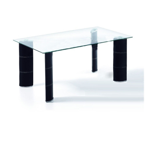 Mesa De Vidrio Rectangular 1.80m X 85cm Bae Ecocuero Negro