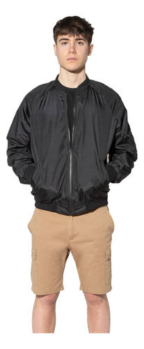 Campera Bomber Diego Negro Aire Libre