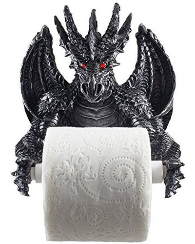 Mythical Winged Dragon Toilet Paper Holder In Metallic Look