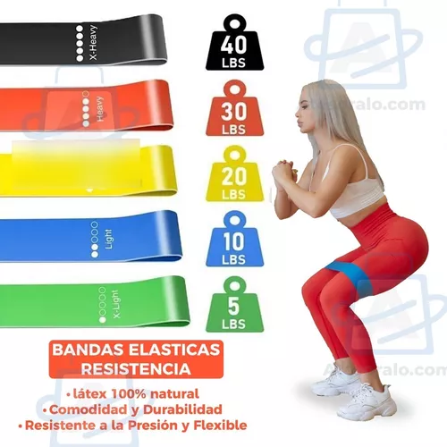 Bandas Elasticas Ejercicio Resistencia Kit Set X5 Niveles - Olimpo Shop