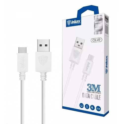 Cable Inkax Usb-c Tipo C A Usb 2.1a 3 Mts. Celulares Tablets