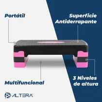 Comprar Banco Step Altera Ejercicio Fitness Gym Ajustable 3 Alturas Color Negro\u002FGris