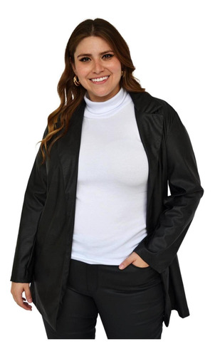 Blazer De Vinipiel Roman Fashion/tallas Extras, 7106 (negro)